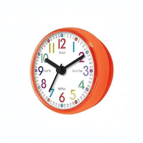 FashionCha Suction Clock Waterproof Wall Clock Shower Clock with Strong Suction Cup Colorful Dial for Time Teaching Suitable for Kitchen Classroom Dorm Office, Orange, Study Time