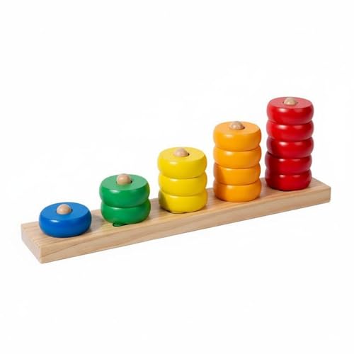 FashionCha Wooden Counting Stacker Math Toy Number Stacker Stacker Counting Board Solid Wood Material for Number Sense and Quantity Matching Suitable for Preschool Kindergarten Home Play