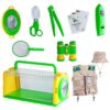 Faticenic Bug Catching Kit for Kids Outdoor Exploration, 9-in-1 Explorers Catcher Kit with Telescope, Magnifier, Flashlight & Compass, Observation Box for Nature Adventure, Bug Catcher