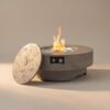 Faux Concrete Round Gas Fire Pit Table 33.46" Light Gray Outdoor