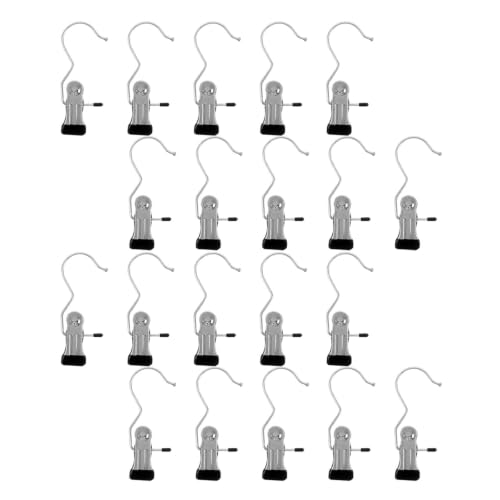 FAVOMOTO 40pcs Stainless Steel Laundry Clips for Clothes and Hats, Space-Saving Hook with Smooth Surface for Easy Organization in Bathrooms and Closet Rods, Sturdy Metal and Rubber Design