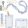 Fayoo Scrunchie Lanyard with ID Badge Holder for Women - Blue Flower
