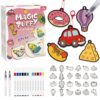 Fcoget Magic Puffy 3D Art Kit,Magic Foam Texture Painting Keychain Kit for kids,DIY Coloring Crafts, Mess Free Creative Gift for Girls & Boys Ages 4 5 6 7 8 9 10