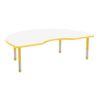 FDP Dry-Erase Kidney Activity School and Classroom Kids Table (48 x 72 inch), Chunky Toddler Legs for Collaborative Spaces, Adjustable Height 15-24 inches - Whiteboard Top and Yellow Edge and Legs