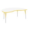 FDP Dry-Erase Kidney Activity School and Office Table (48 x 72 inch), Standard Legs with Swivel Glides for Collaborative Spaces, Adjustable Height 19-30 inches - Whiteboard Top, Yellow Edge and Legs