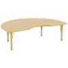 FDP Kidney Activity School and Classroom Kids Table (48 x 72 inch), Chunky Toddler Legs for Collaborative Seating Environments, Adjustable Height 15-24 inches - Maple Top and Yellow Edge and Legs