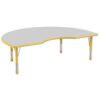 FDP Kidney Activity School and Classroom Kids Table (48 x 72 inch), Chunky Toddler Legs for Collaborative Seating Environments, Adjustable Height 15-24 inches - Gray Top and Yellow Edge and Legs