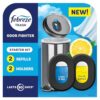 Febreze Trash Odor Fighter, Trash Can Air Freshener, Stick-On Deodorizer for Garbage Cans, Diaper Pails, Works with Scented Trash Bags, Fresh Lemon and Linen & Sky Scents, 2 Holders + 2 Refills