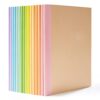 feela 16 Pack Composition Notebook Bulk, Kraft Cover Lined Blank College Ruled Travel Journals with Pastel Color Spine For Women Students Office, 60 Pages, 8.3”x 5.5”, A5, 8 Pastel Colors