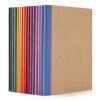 feela 16 Pack Composition Notebooks Bulk, Kraft Cover Lined Blank College Ruled Composition Travel Journals with Jewel Tone Spines For Women Students, 60 Pages, 8.3”x 5.5”, A5, 8 Vintage Colors