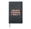 Feeling Pumpkin Spicy Cute Autumn Leaves Fall Y'all Holiday Hardcover Journal, Black