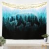 Feelyou Bear Wall Hanging Kids Forest Tapestry Boys Girls Decor Botanical Forest Wall Blanket Microfiber Farmhouse Wild Animal Blue Wall Art Small 51"x59"