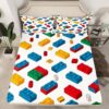 Feelyou Building Blocks Fitted Sheet Twin Size Kids Toy Brick Bedding Set for Boys Teens Gaming Games Bed Sheet Set Breathable Colorful Bed Cover Room Decor