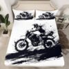 Feelyou Cool Motocross Fitted Sheet Twin Size Dirt Bike Bed Sheet Set Ultra Soft Motorcycle Racer Fitted Sheet for Kids Boys Girls Extreme Sports Bed Cover Room Decor Motorbike Bed Set
