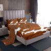 Feelyou Cow Fur Sheet Set Cowhide Sheets with Deep Pocket Fitted Sheet for Kids Teens Farmhouse Bed Sheets Set Western Farm Animal Skin Brown White Bedding Set Room Decor Bedroom Queen Size