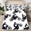 Feelyou Dirt Bike Fitted Sheet Full Size Cool Motocross Bed Sheet Set Ultra Soft Motorcycle Racer Fitted Sheet for Kids Boys Girls Motorcycle Bed Cover Room Decor Motorbike Bed Set