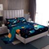 Feelyou Galaxy Bed Sheets Set Twin Size Boys Girls Outer Space Sheet Set for Kids 3D Printed Space Space Outer Sky Sheets with Deep Pocket Fitted Sheet Deep Blue Bedding Set Room Decor