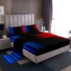 Feelyou Geometric Abstract Ombre Women Bed Sheets Kids Teens Blue Red and Black Striped Sheet Set Decor Modern Fashion Bed Set Bedroom Collection 4Pcs Queen Size