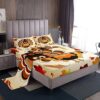 Feelyou Happy Thanksgiving Sheet Set for Kids Boys Girls Turkey Print Sheets with Deep Pocket Fitted Sheet Full Size Fall Maple Leaf Bed Sheets Set Autumn Decorations Brown Bedding Set 4Pcs