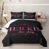 Feelyou Letter Print Quilt Set Full Size Letters Comforter Set for Kids Boys Girls Text Print Bedspreads with 2 Pillowcases Bedding Lightweight
