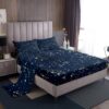 Feelyou Outer Space Sheet Set Kids Galaxy Constellation Sheets with Deep Pocket Fitted Sheet 3D Printed Space Bed Sheets Set Universe Cloud Galaxy Space Outer Sky Blue Bedding Set Quilt Cover Full