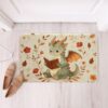 Feelyou Vintage Dragon Bathroom Rugs Dinosaur Flower Bath Mats Microfiber Reading Book Bathroom Accessories Floor Doormats Non-Slip 16"x24" Soft