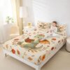 Feelyou Vintage Dragon Fitted Sheet with 2 Pillowcases Full Size Dinosaur Flower Bed Sheets Set 16" Deep Pocket Boys Girls Reading Book Bedding Teens Bedroom Decor Breathable Soft Lightweight