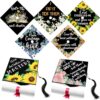 Feifeiya 14 Pcs Graduation Cap Topper Sticker Colorful Flower Design Motivational Inspirational Cap Topper Decal Bible Grade Hat Quote Decal Card Stock for Graduation Hat Accessories Supplies