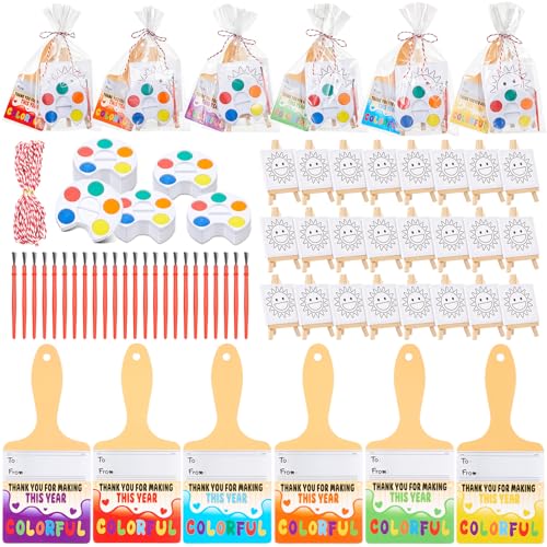 Feifeiya 24 Sets End of the Year Student Gifts Bulk, Watercolor Paint Set with Easel, Canvas, Cards, Brushes, Bags, String for Kids Kindergarten Preschool 2026 Graduation Gift Classroom Party Favors