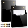 Feifeiya 2 Pcs Black Acrylic File Holder Wall Mount Mail Magazine Organizer File Holders with Screw Wall Office Document Storage Magazine Brochure (12.6"x9.5"x2.4", Widening Vertical, Black)