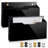 Feifeiya 2 Pcs Black Acrylic File Holder Wall Mount Mail Magazine Organizer File Holders with Screw Wall Office Document Storage Magazine Brochure (14"x8.3"x2.4", Widening Horizontal, Black )