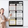 Feifeiya Pocket Chart for Classroom 24.41 x 45.28 '' Reusable Whiteboard with Hooks 13+1 Scheduling Objectives Pocket Chart with 16 Pcs Reusable Cards for School Office Home Preschool(Cute Style)