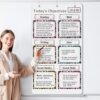 Feifeiya Pocket Chart for Classroom 24.41 x 45.28 '' Reusable Whiteboard with Hooks 13+1 Scheduling Objectives Pocket Chart with 16 Pcs Reusable Cards for School Office Home Preschool(Exquisite Style)