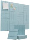 Felt Bulletin Board Tiles 48"x36", 12-Pack, Self-Adhesive Pin Board Tiles with Adhesive Pads, Cork Board Alternative for Office, Classroom, Home Decor (Light Blue, Bold Stripe 12-Pack)