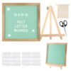Felt Letter Board 10x10 Inch with Stand, Seafoam Green Changeable Message Board with 340 Letters Numbers & Symbols, Wooden Frame Felt Sign for Baby Announcement, Wedding, Party, Home or Office Decor