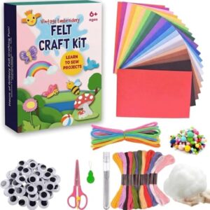 Felt Sewing Craft Kit, 20Pcs 8x12" Assorted Colors Sheets with Accessories
