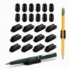 Fematin 24 Pack Adhesive Pencil Pen Holders for Desk, Silicone Flexible Pens Holder for Wall,Clipboard,Marker,Office Organizer Small and Large,Classroom Must Haves,Teacher Supplies,Black