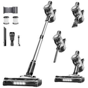 fenhua Cordless Vacuum Cleaner, Powerful Stick Vacuum Cleaner for Home with Rechargeable Battery, 6-in-1 Lightweight Handheld Vacuum, 45 Mins Runtime for Hardfloor & Carpets Pet Hair (Black)