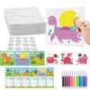 Fennoral 12 Pack Dinosaur Craft Kit for Kids Classroom Color Your Own Dinosaur Jigsaw Puzzles with Card DIY Coloring Dinosaur Craft Kit Art Activities Birthday Gifts Party Favor Supplies