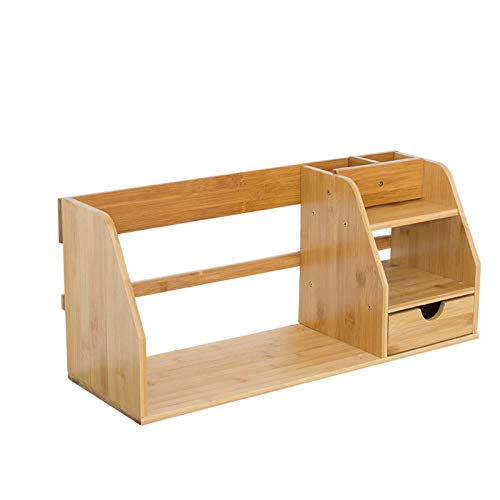 FENOKD Book Shelf Desktop Layered Bookshelf Bookcase Desktop Storage Rack with 1 Drawers Suitable Display Stand for Office Living Room Bedroom and Bathroom Shelves for Living Ro