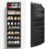 FENTEC 1 Pack 8 Shelves Over The Door Shoe Organizer, 68" Exlarge Deep Pockets Hanging Shoe Organizer, Shoe Rack for Closet, Shoe Holder for Boots,Over Door Organizer in Home, RV, Dorm, Black