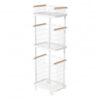 Fenteer Kitchen Storage Cart Rolling Utility Basket Organizer Metal Rack Mobile Trolley with Coated Metal Frame and Wooden Handle Grips Suitable for Compact Kitchens kitchenette setups Tiny Homes
