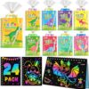 FEREDO KIDS Scratch Art Party Favors for Kids 8-12: 24 Pack Dinosaur Rainbow Scratch Art Notebook, Easter Basket Stuffers, Coloring Books Goodie Bags Stuffers, Classroom Birthday Gifts for Student