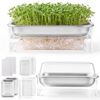 Ferrochef 2 Pack Upgraded Visual Seed Sprouter Tray, Seed Sprouting Kit with Lid, 10.4" Soilless Germination Set, Microgreens Growing Kit, Encrypted Mesh Starter Tray for Beans Broccoli Wheat Grass