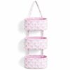 Ferrochef 3 Tier over the Door Hanging Basket Pink Bow Storage Basket Cotton Wall Mounted Storage Organizer Bag for Baby Nursery Bathroom Closet