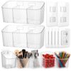 Ferrochef 7 Pack Cabinet Door Organizer Adhesive Wall Mount Storage Bins Makeup Containers Stackable Organizer Basket for Kitchen Cabinets, Bathroom, Pantry, Office, Refrigerator (Frosted Clear)