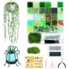 Fesorsi Beaded Plant Kit, Green Beads for Beaded Plants, DIY Home Decor Hanging Ornaments with Full Tools & Storage Box
