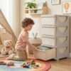 Festisoul 28.94" 4 Tier PE Kids Storage Drawer, Toy Book Storage Cabinet