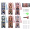 Festkulux 6-Pcs Bookshop Cross Stitch Bookmark Kit – DIY Embroidered Bookmarks with Tassels, Pink & Blue European Storefront Design, Beginner-Friendly Literary Accessories for Book Lovers
