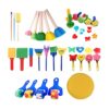 FewNvWa 30 Pieces Painting Sponge Seal Stamp Brush Kit EVA Absorbent Head Wooden Handle Educational Toy Suitable for Preschool Children
